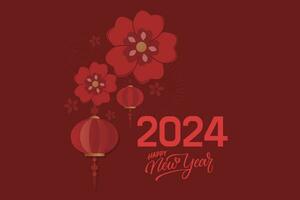 Chinese Lunar New Year festival 2024 celebration, Happy New Year background decorative elements. vector