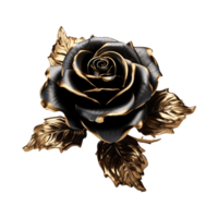 AI generated Black rose flower 3d render isolated on transparent background png