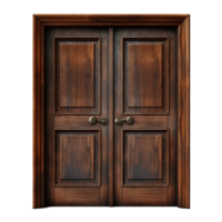 AI generated Wooden door isolated on transparent background generative ai png