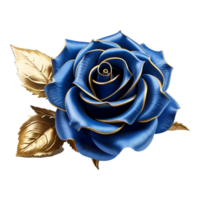 AI generated Blue rose flower 3d render isolated on transparent background png