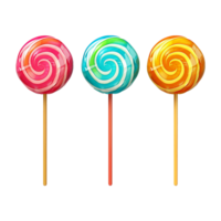 AI generated Lollipop different colors set isolated on transparent background png