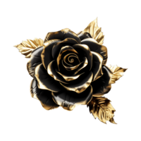 ai gegenereerd zwart roos bloem 3d geven geïsoleerd Aan transparant achtergrond png