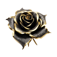 ai gerado Preto rosa flor 3d render isolado em transparente fundo png