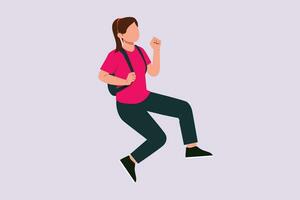 Happy jumping concept. Colored flat vector illustration isolated.