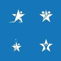 Plantilla de logotipo y símbolos de cuidado de personas de éxito de estrella vector
