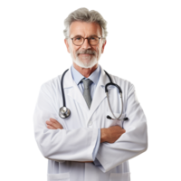 AI generated Male Doctor crossed arms isolated on transparent background png