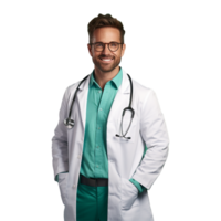 AI generated Male Doctor crossed arms isolated on transparent background png