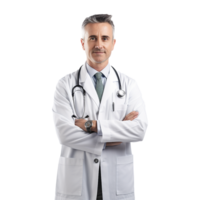 AI generated Male Doctor crossed arms isolated on transparent background png