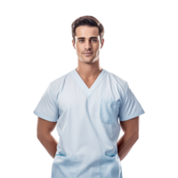 ai generato maschio infermiera attraversato braccia isolato su trasparente sfondo png