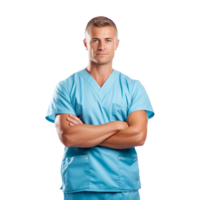 AI generated Male nurse crossed arms isolated on transparent background png