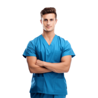 AI generated Male nurse crossed arms isolated on transparent background png
