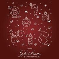 Vector cute Christmas background with Christmas icons