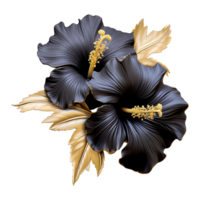 AI generated Black gold  flower isolated on Transparent background png