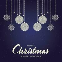 Merry Christmas background with Christmas pendants, gift boxes, hats vector collection