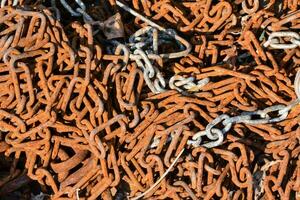 a pile of rusty metal chains photo