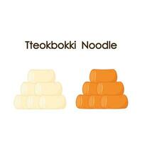 linda tteokbokki fideos dibujos animados. coreano calle alimento. sencillo vector logo embutido. tteokbokki es coreano alimento.