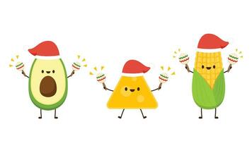 Avocado character design. avocado on white background. Nacho and corn character. vector