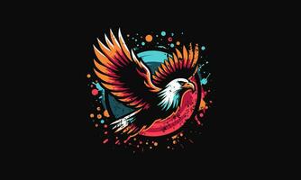 flying eagle with background splash vector flat design