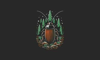 cockroach on forest vector flat design