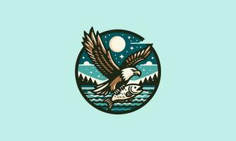 flying eagle with fish vector flat design logo