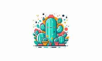 cactus green vector illustration flat design