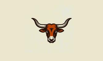 head cow long horn vector illustration flat design logo