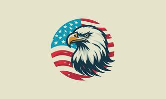 head eagle with flag american vector flat design