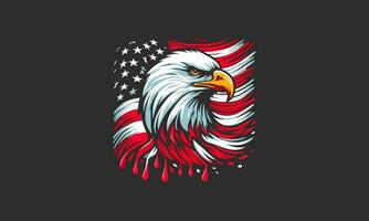 head eagle with flag american vector flat design