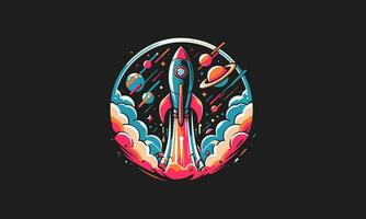 rocket with background splash vector flat design