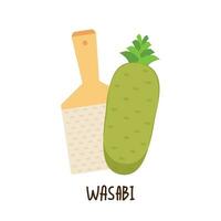 Wasabi root character. Wasabi root on white background. vector