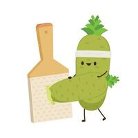 Wasabi root character. Wasabi root on white background. vector