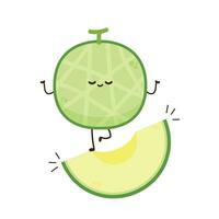 Melon character design. melon on white background. Melon cartoon. vector