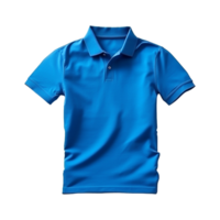 ai generado corto mangas azul polo camiseta aislado en transparente antecedentes png