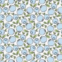 sweet fresh blue blueberry fruit repeat seamless pattern doodle cartoon modern style wallpaper vector illustration