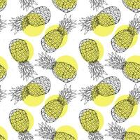 summer fresh yellow pineapple fruit repeat seamless pattern doodle cartoon modern style wallpaper vector illustration