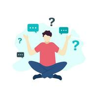 man sit confusion ask question thinking people character vector illustration flat design