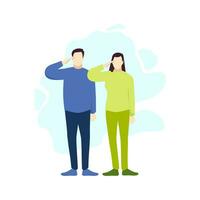hombre y mujer saludo el respeto gesto personas personaje vector ilustración plano diseño