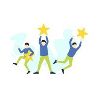 three man raised a star people character vector illustration flat design