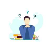 man confusion ask question thinking people character vector illustration flat design