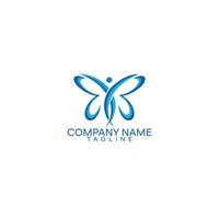 Abstract man with butterfly wings. Vector logo template colorful angel.