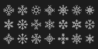 snowflakes thin layer line border icon set collection template design symbol holiday vector background isolated snow fall shape white cold element transparent crystal silhouette soft christmas winter