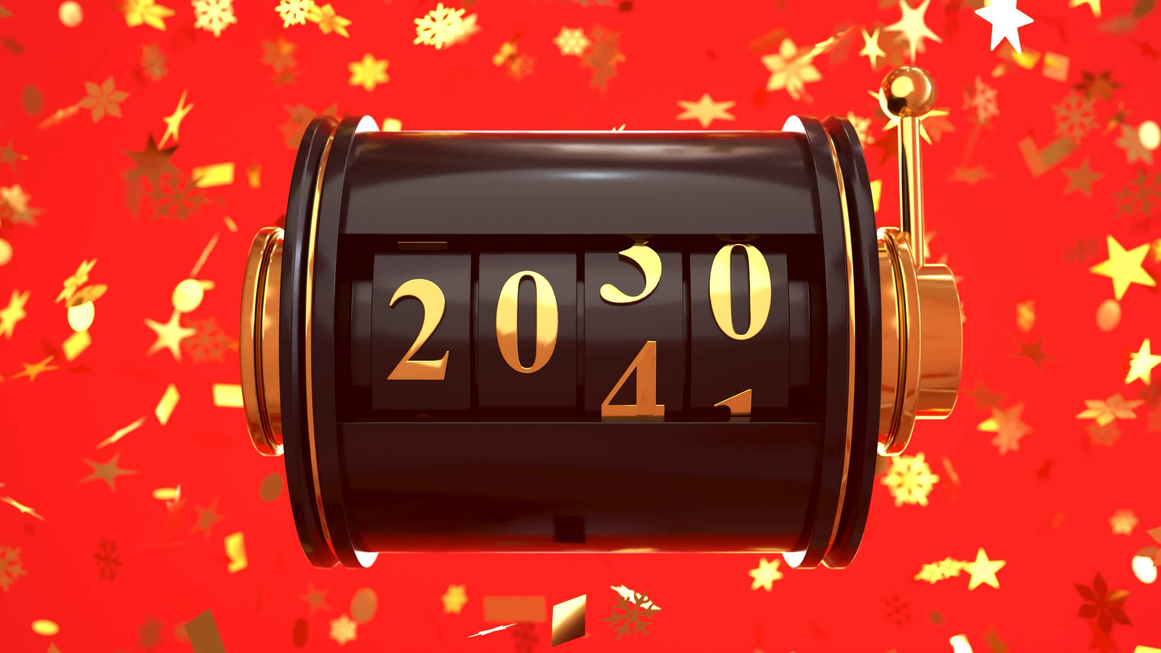 The slot machine is spinning to the number 2024, Countdown number 2024