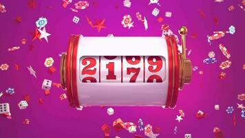 das Slot Maschine ist Spinnen zu das Nummer 2024, Countdown Nummer 2024 video