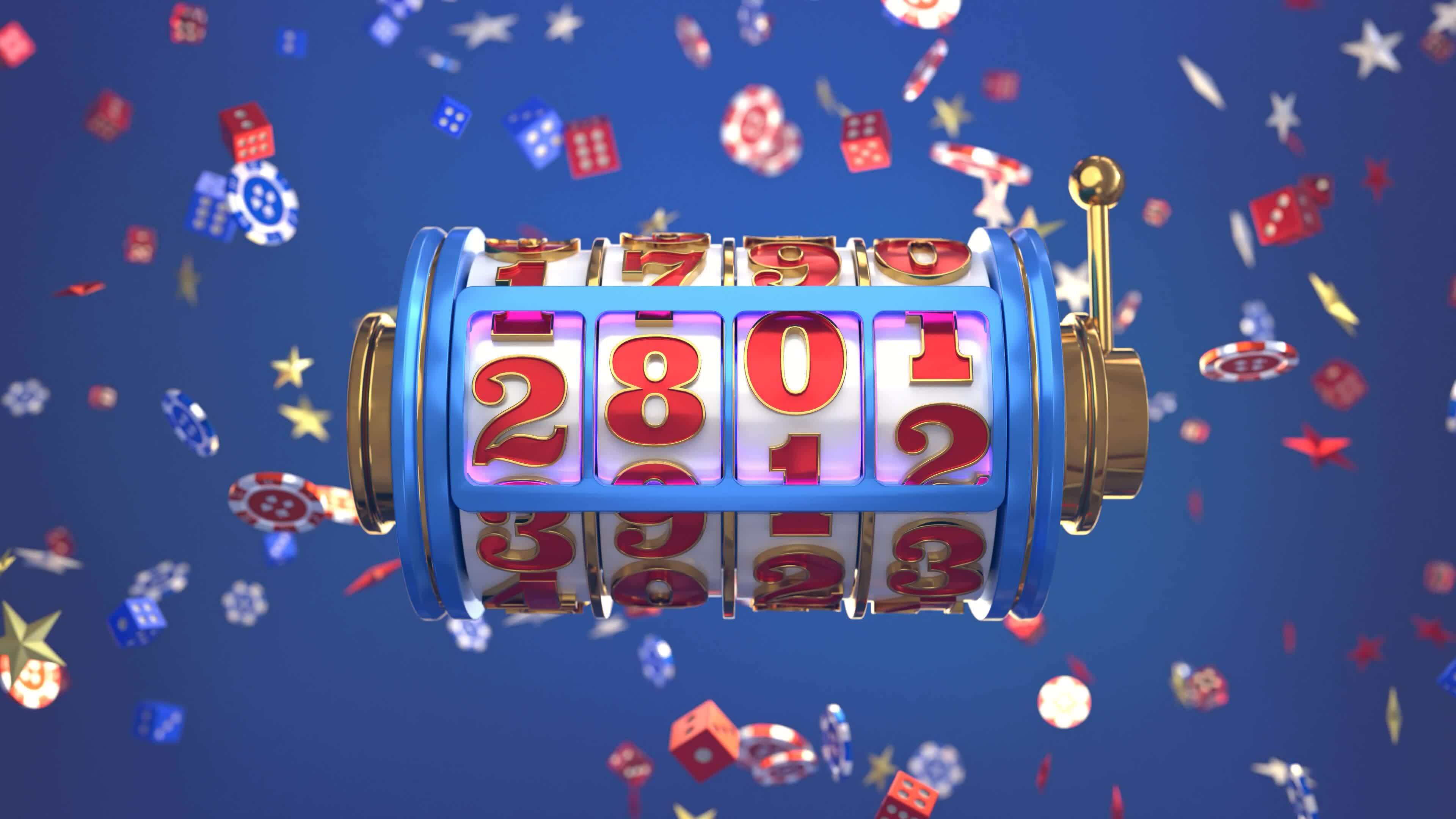 The slot machine is spinning to the number 2024, Countdown number 2024