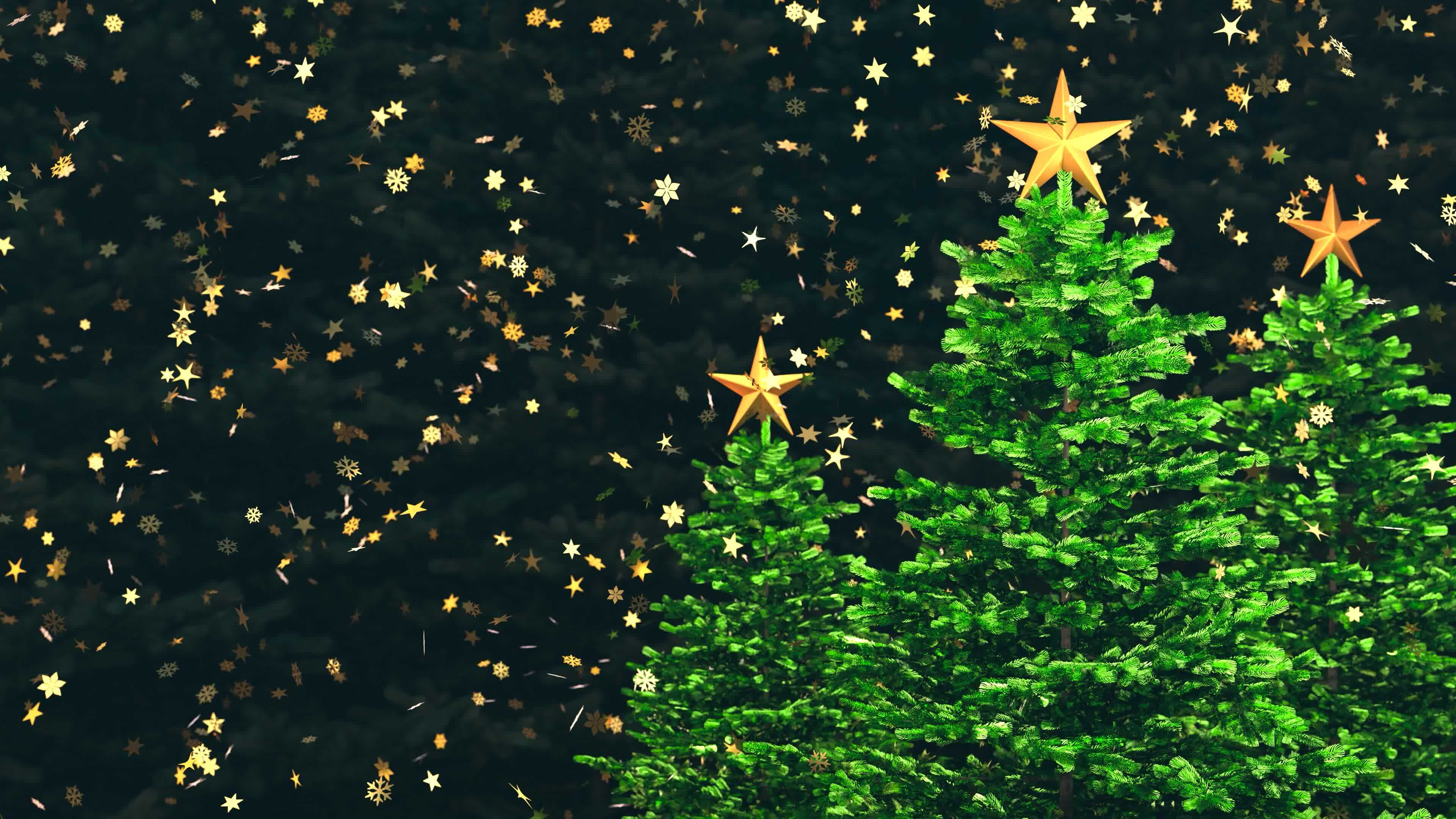 Christmas tree with confetti on a blue backdrop, New Year Background