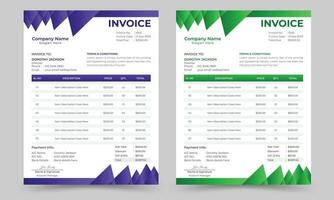 Minimal Corporate Business Invoice design for corporate office. Invoicing quotes, money bills or price invoices and payment agreement design templates. Creative invoice Template in 3 color variations vector