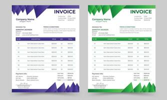 mínimo corporativo negocio factura diseño para corporativo oficina. facturación citas, dinero cuentas o precio facturas y pago acuerdo diseño plantillas. creativo factura modelo en 3 color variaciones vector