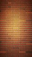 The red brick wall vertical format background template has a light spot in the center. Vector illustration EPS10.