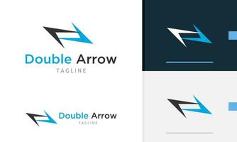 Logo design icon of geometric sharp arrow design showing direction to location, double arrow vector