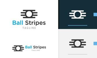 Logo design icon of geometric ball with line stripes on the right left, sun moon light silhouette vector